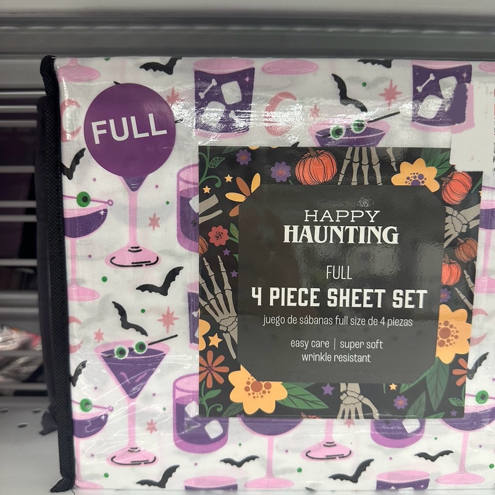 Happy Haunting Halloween Cocktails Martini Old Fashioned Full Sheet Set